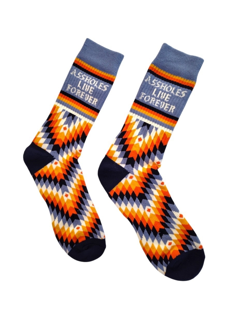 A-holes Live Forever Crew Socks Tribal Print Multi-color Graphic